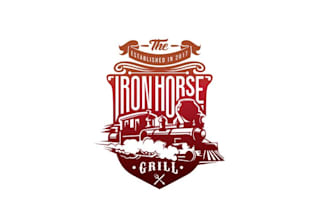 design colorful iron horse grill logo