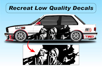 design custom vinyl decals, redesign decals and vehicle wrap designs