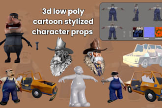 do 3d lowpoly cartoon character, stylized character, props, environment for game