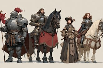 make illustration in fantasy and medieval style