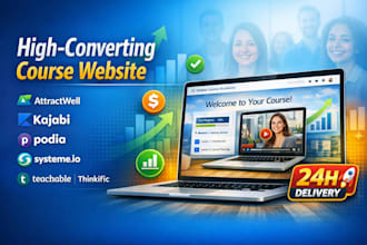 build your attractwell, kajabi, podia, system io high converting website