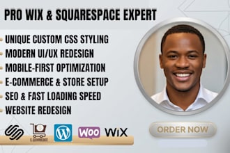 design a professional wix website or squarespace website with custom CSS coding