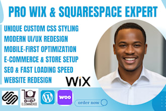 design a professional wix website or squarespace website with custom CSS coding