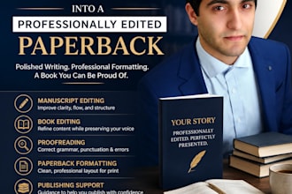 turn your manuscript into a professionally edited paperback book