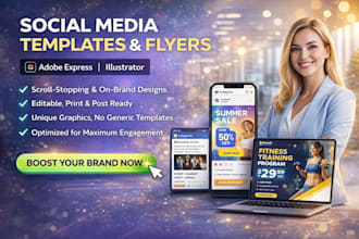 design social media templates flyers using adobe express or illustrator