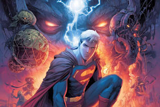 create comic book cover with background scene