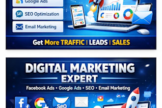 manage facebook ads, google ads, SEO, and email marketing