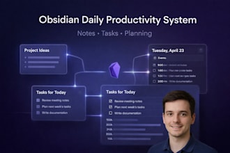 set up obsidian daily notes, task tracking, and productivity workflow