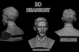 sculpt realistic 3d head bust likeness portrait modeling for 2d to 3d printing