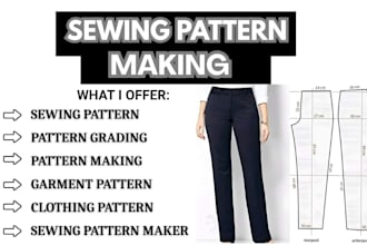 do clothing sewing pattern making, grading and pdf converting for your cloth