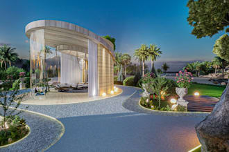 redesign 3d landscape house vacation, exterior garden rendering,outdoor building