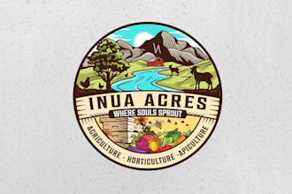 design lawn care, landscaping, farming and agriculture vintage logo