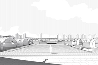 create  2d linework architectural images for competitions