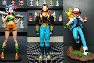 print 3d statue, paint anime character warhammer miniature for resin 3d printing