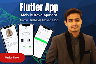 develop a professional flutter mobile app for android and ios with firebase