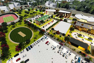 sort out 2d to 3d master plan,urban development,site plan cgi map visualization