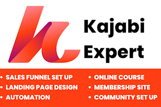 create kajabi online course website, design kajabi membership site, sales funnel
