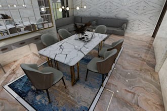 renovate 2d plan,render 3d dining table set, interior layout,living space design