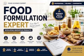 formulate custom food, beverage drinks and dietary supplement products