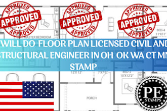 do floor plan licensed civil and structural engineer in oh ok wa ct mn stamp