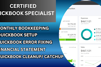 handle quickbooks monthly bookkeeping setup cleanup catch up financial report