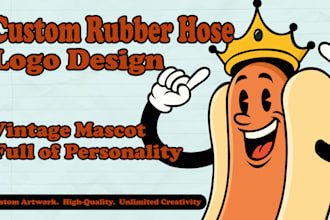 design a unique rubber hose cartoon logo with vintage style
