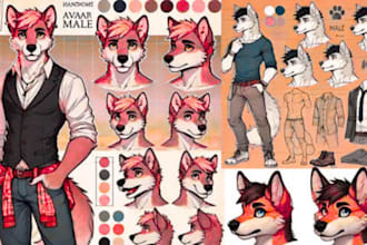 create a detailed furry ref sheet for your fursona