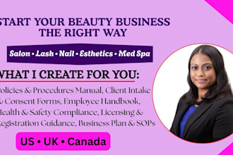 create salon policies, consent forms, licensing guide, and business plan