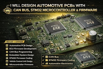 design automotive pcb with with can bus, stm32 microcontroller and firmware