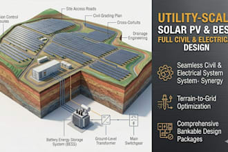 design utility scale solar pv layouts with civil and electrical design