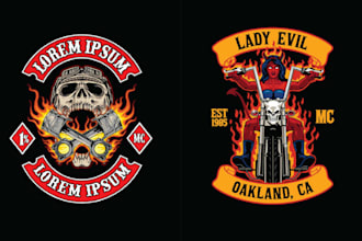 do custom vector of skull devil biker badge logo illustration