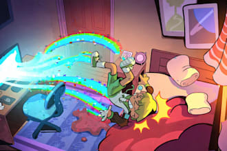 draw a digital cartoon illustration