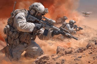 draw realistic military, war, or sci fi illustrations