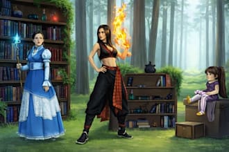create fantasy game key art and illustrated covers