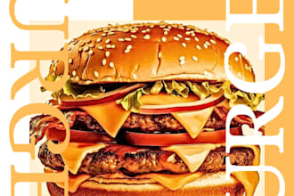 do a burger design poster for shope logo or other things