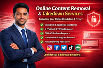 takedown remove instagram facebox,mass report,tiktok,mugshot,harassing post,dmca