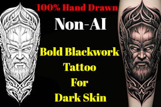 design a bold blackwork tattoo for dark skin