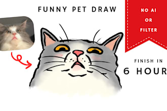 create funny hand drawn pet art