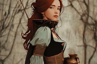 create epic fantasy fighter character illustrations