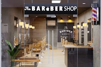 renew modern barber shop,beauty salon,retail store design,spa interior rendering