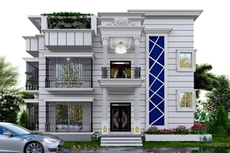 cgi luxurious duplex,classic exterior design,luxury living,aerial view renders