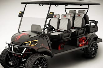 3d realistic golf cart,car model,sport car exterior,cart sculpt for printing,rig