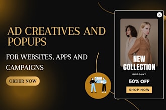design high converting ad creatives popup facebook, instagram, google tiktok