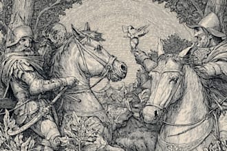 make amazing line art vintage illustration