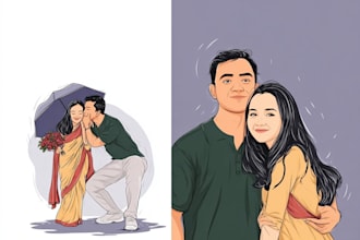 design couple portrait wedding portrait art
