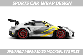 do car wrap, sports car wrap, livery car, racing car wrap, any vehicle design