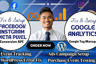 setup meta pixel events tracking capi google analytics on wordpress error fix