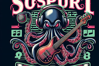 design high quality octopus mascot logo with t shirt design