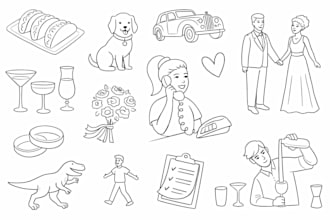 draw line art vector icons illustration doodles
