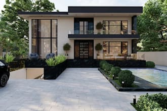 3d custom home design,cgi exterior view,house plan,duplex rebuild,escape render